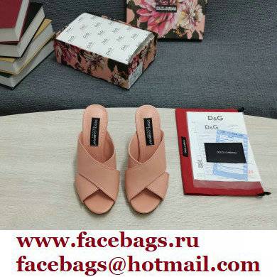 Dolce & Gabbana Heel 11cm Mules Calfskin Nude Pink with Geometric Heel 2022